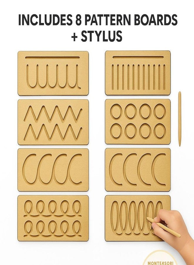 RCW Educational Wooden Tracing Board for Kids | Reading & Writing Board Toys for 2+ Years Old Kids | Double Sided Set of 4 (Set of 8 Type Multi Pattern) (4 Pieces Only) - Image 2